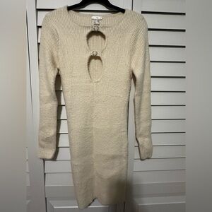VENUS Cream Long Sleeve Knit Dress